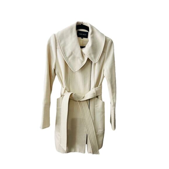 Nine West Wool Woman’s Ivory Coat Size 4 Cream Professional Dress Zip - Picture 1 of 13